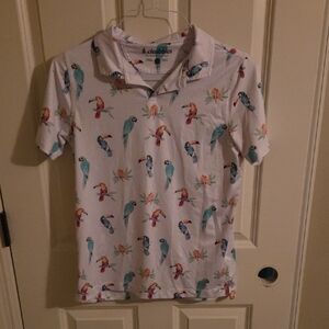 Chubbies Kids Tropical Parrot Polo - White, Size Large